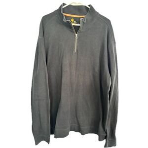 Carhartt Men's 2XL Textured Quarter Zip Knit Mock Shirt Heavyweight Black Vtg